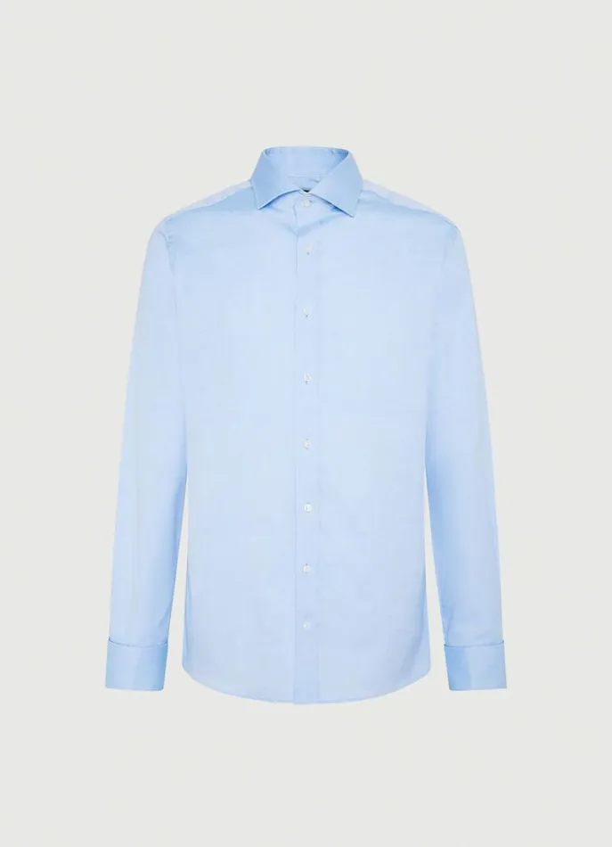 Men Shirts Hackett London Classic Fit DoubleCuff Shirt Sky Blue