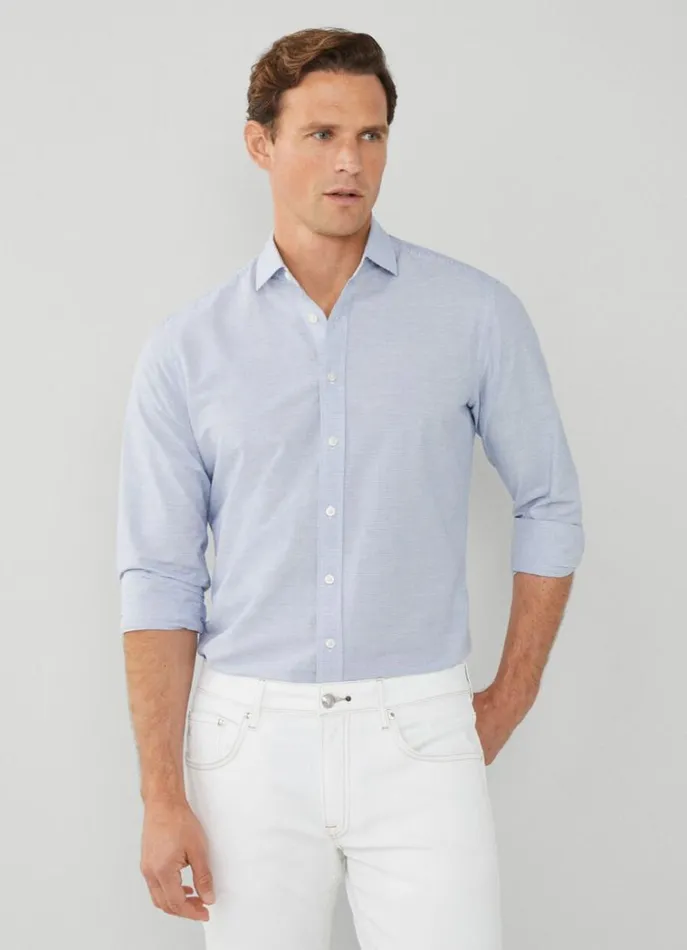 Men Shirts Hackett London Classic Fit Striped Shirt Navywhite
