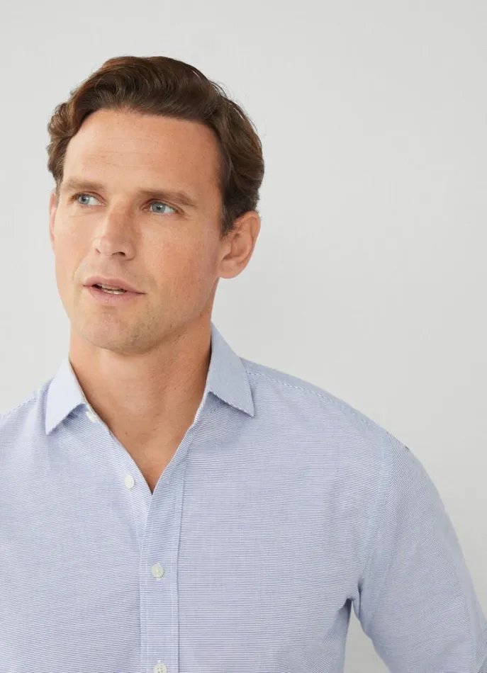 Men Shirts Hackett London Classic Fit Striped Shirt Navywhite