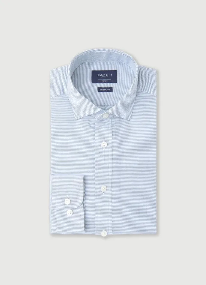 Men Shirts Hackett London Classic Fit Striped Shirt Navywhite