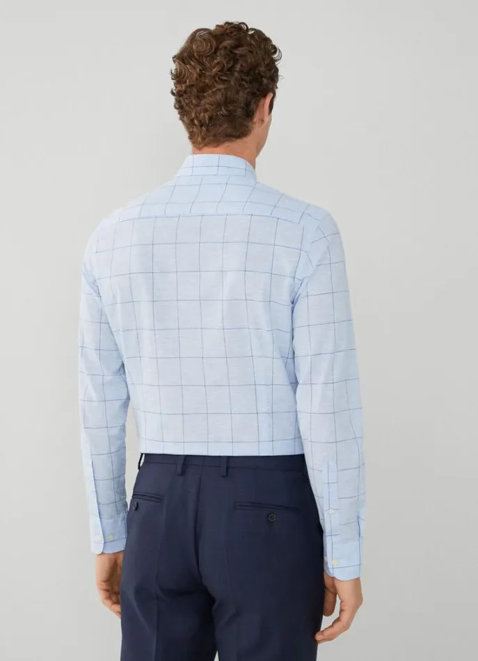 Men Shirts Hackett London Slim Fit Checked Shirt Blue