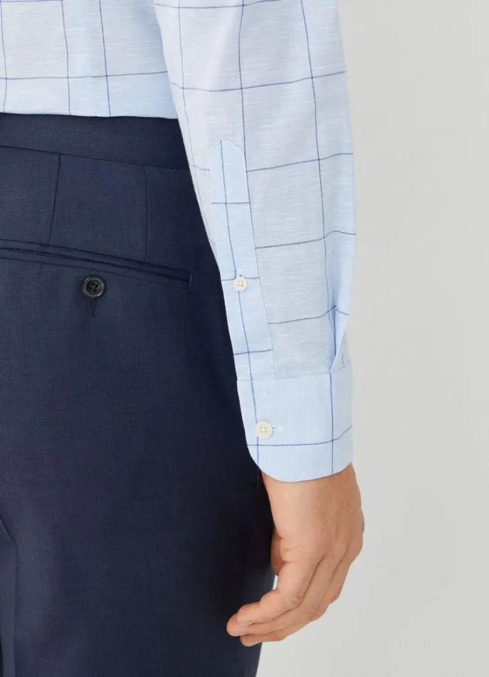 Men Shirts Hackett London Slim Fit Checked Shirt Blue