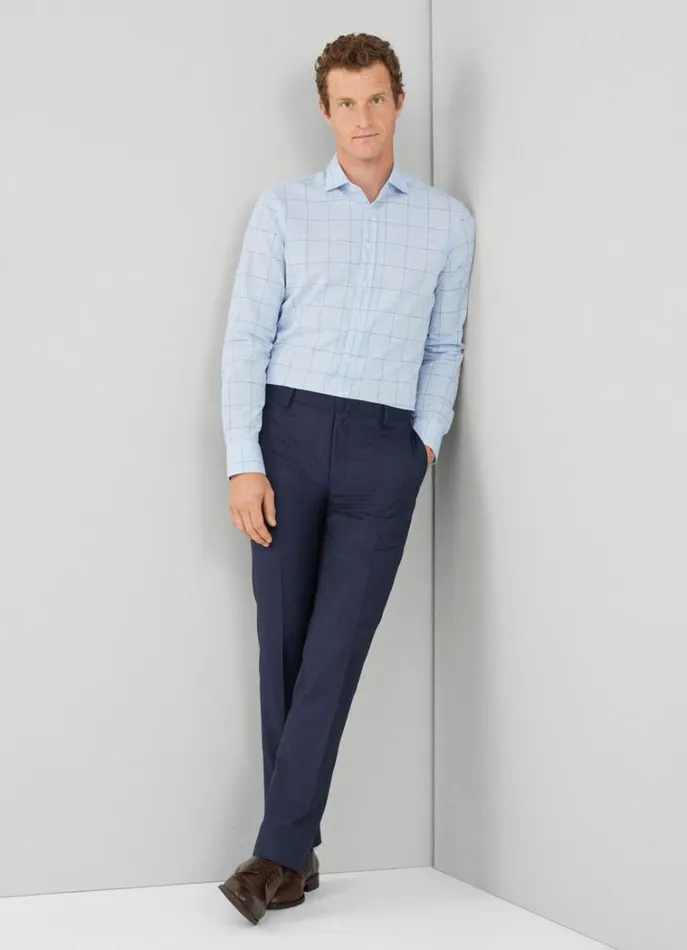 Men Shirts Hackett London Slim Fit Checked Shirt Blue