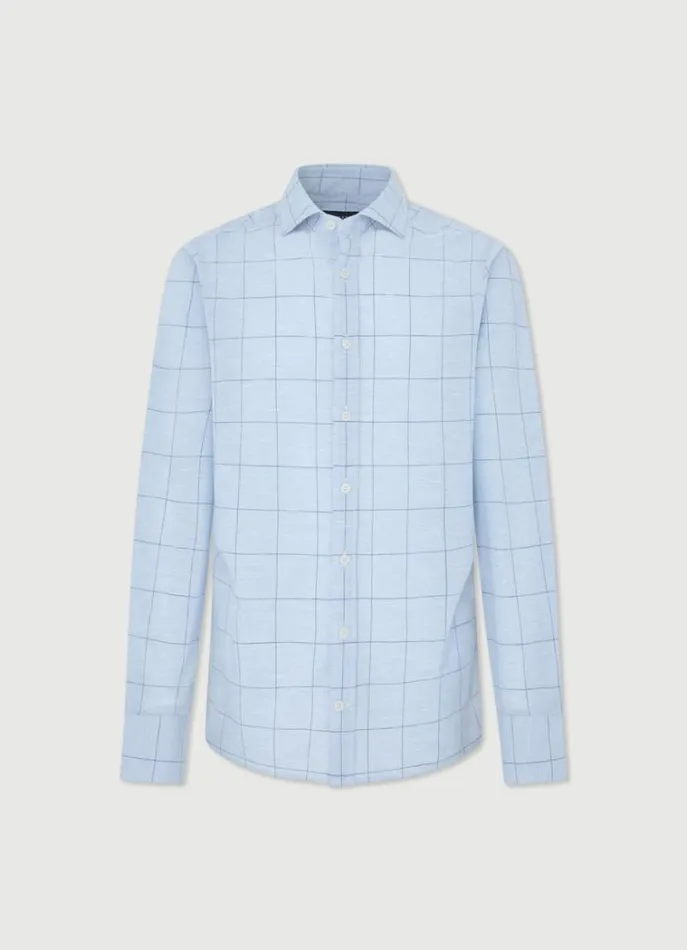 Men Shirts Hackett London Slim Fit Checked Shirt Blue