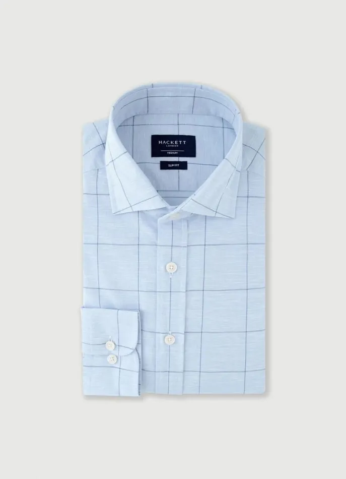 Men Shirts Hackett London Slim Fit Checked Shirt Blue