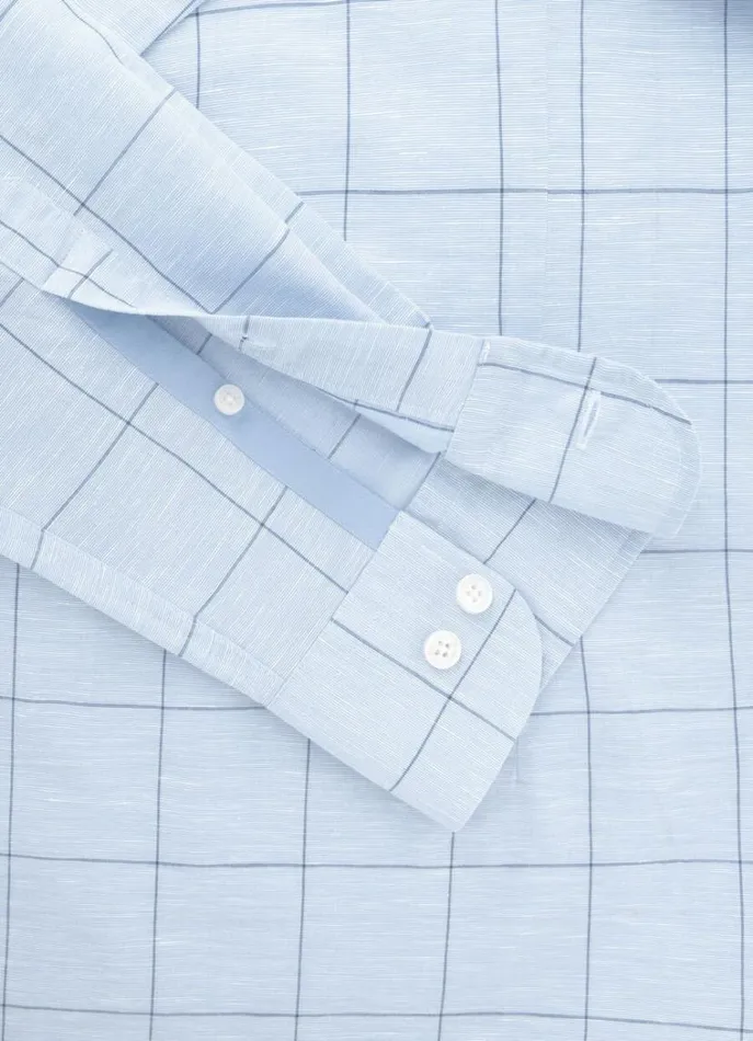 Men Shirts Hackett London Slim Fit Checked Shirt Blue