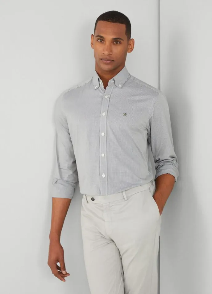 Men Shirts Hackett London Slim Fit Gingham Shirt Green