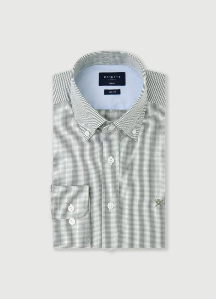 Men Shirts Hackett London Slim Fit Gingham Shirt Green