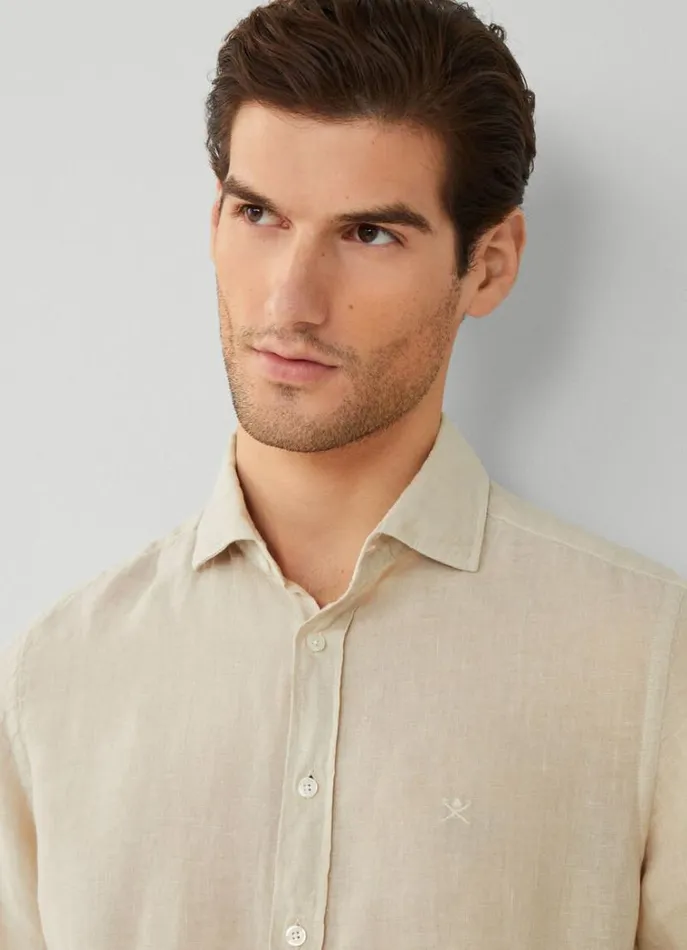 Men Shirts Hackett London Slim Fit Linen Shirt Beach