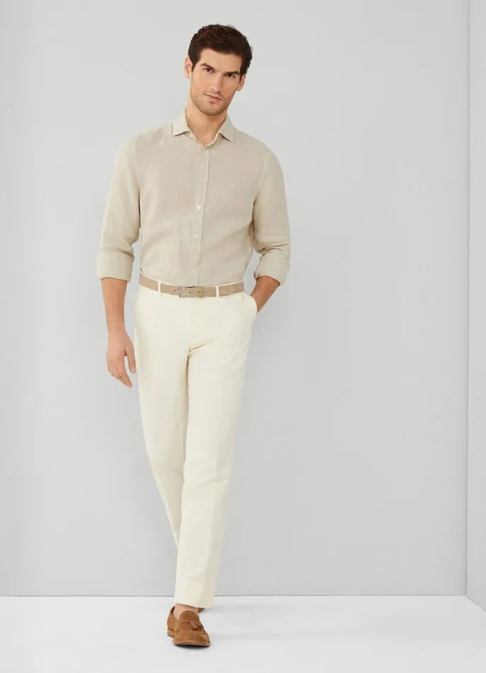 Men Shirts Hackett London Slim Fit Linen Shirt Beach
