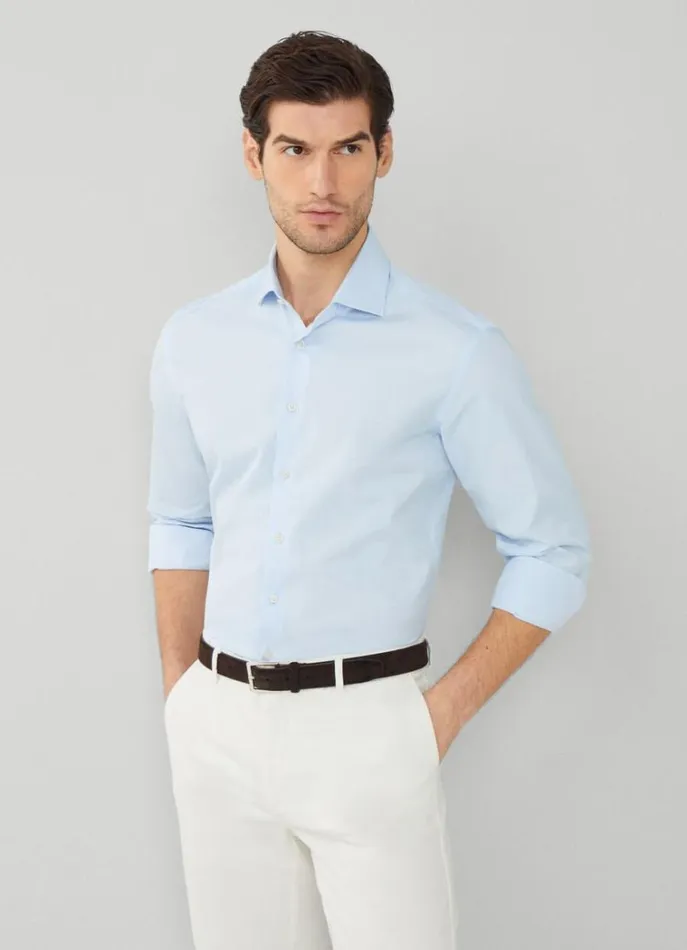 Men Shirts Hackett London Slim Fit Poplin Shirt Sky Blue