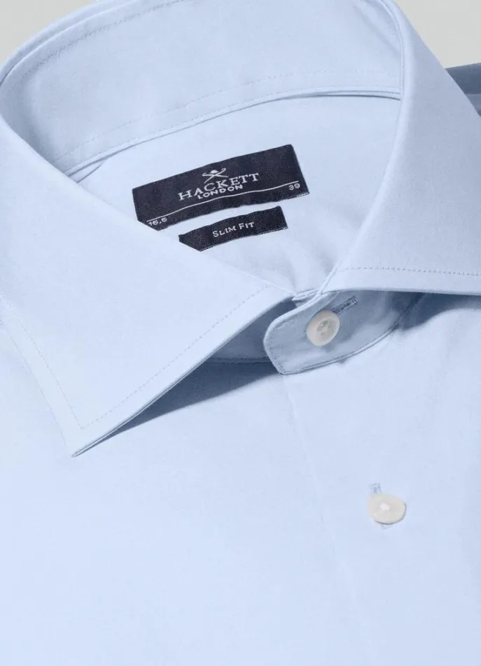 Men Shirts Hackett London Slim Fit Poplin Shirt Sky Blue