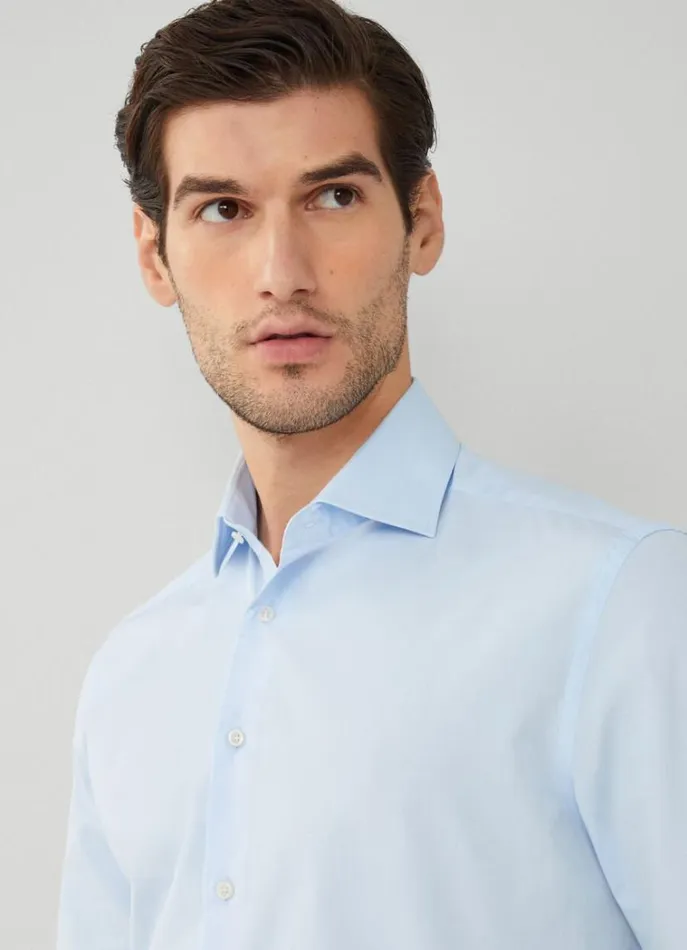 Men Shirts Hackett London Slim Fit Poplin Shirt Sky Blue