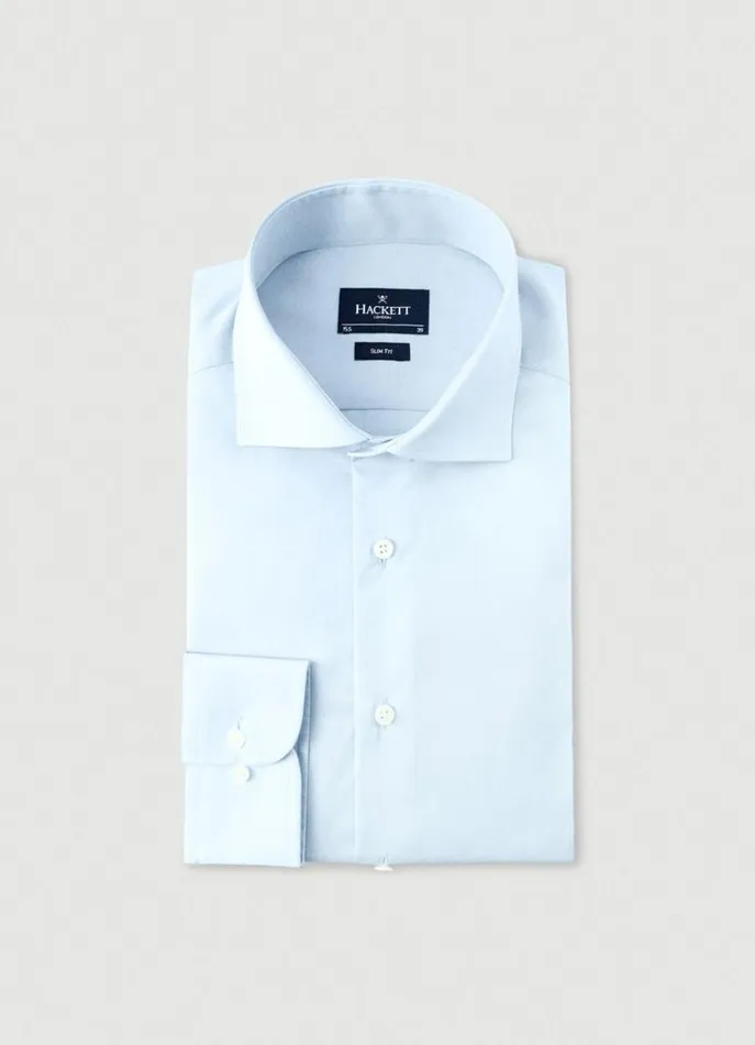 Men Shirts Hackett London Slim Fit Poplin Shirt Sky Blue
