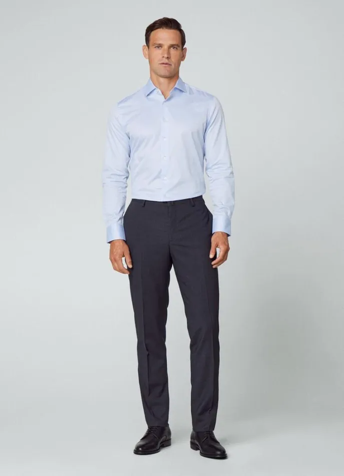 Men Shirts Hackett London Slim Fit StainResistant Shirt Blue