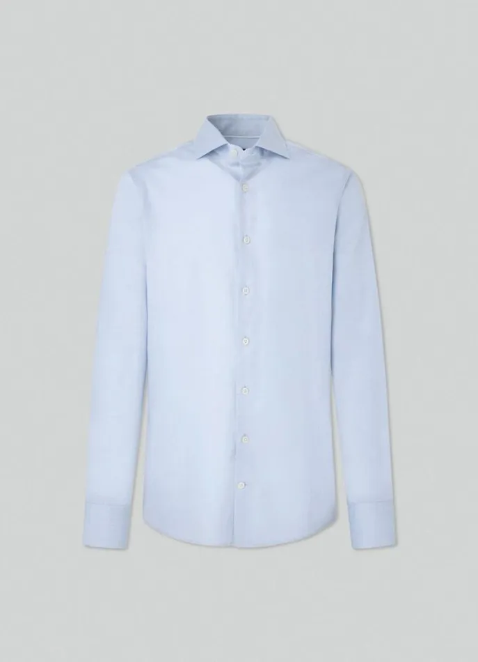 Men Shirts Hackett London Slim Fit StainResistant Shirt Blue