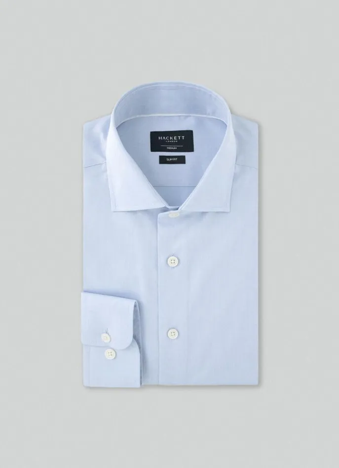 Men Shirts Hackett London Slim Fit StainResistant Shirt Blue