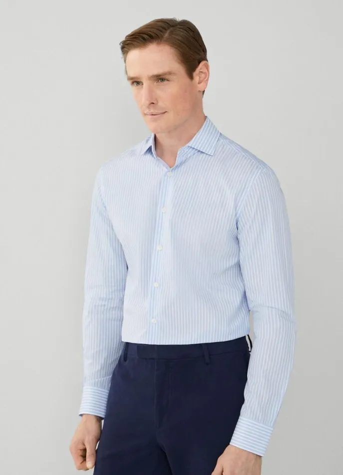 Men Shirts Hackett London Slim Fit Striped Poplin Shirt Bluewhite