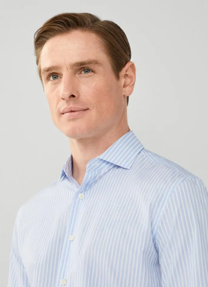 Men Shirts Hackett London Slim Fit Striped Poplin Shirt Bluewhite