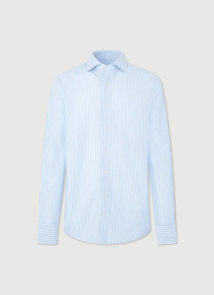 Men Shirts Hackett London Slim Fit Striped Poplin Shirt Bluewhite