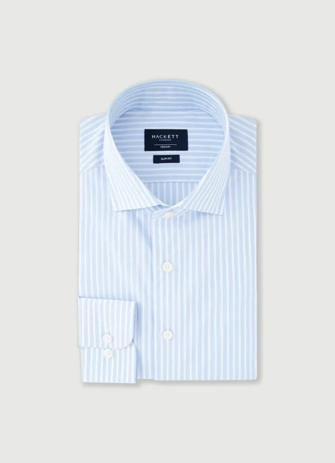 Men Shirts Hackett London Slim Fit Striped Poplin Shirt Bluewhite
