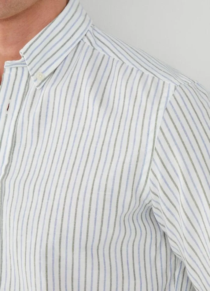 Men Shirts Hackett London Slim Fit Striped Shirt Bluegreen
