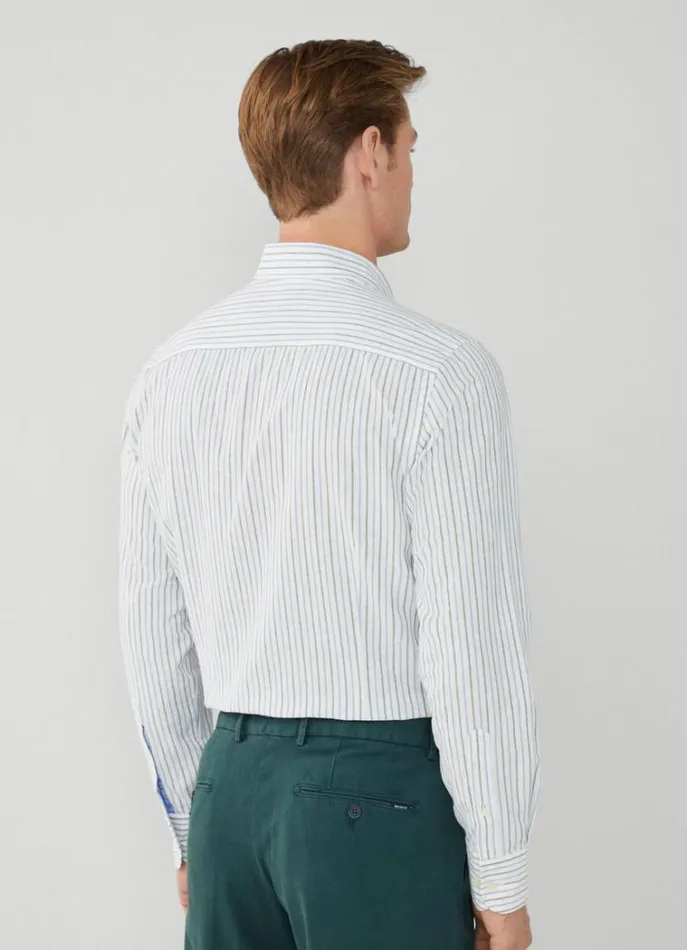 Men Shirts Hackett London Slim Fit Striped Shirt Bluegreen