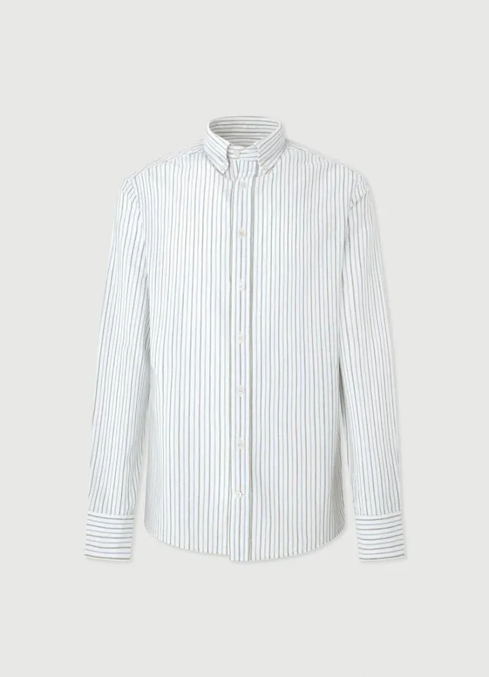 Men Shirts Hackett London Slim Fit Striped Shirt Bluegreen
