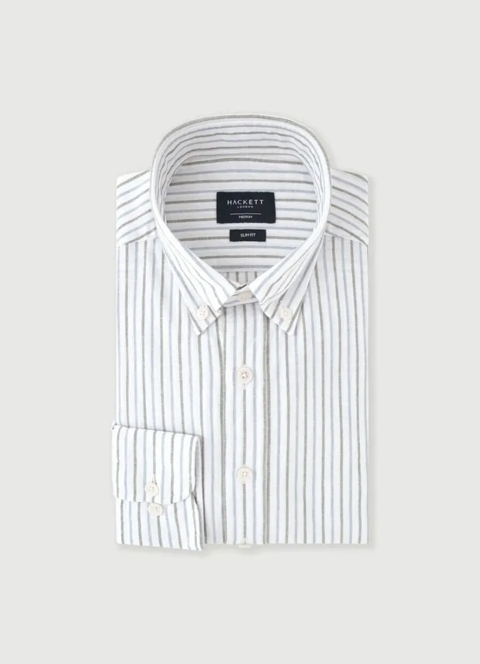 Men Shirts Hackett London Slim Fit Striped Shirt Bluegreen