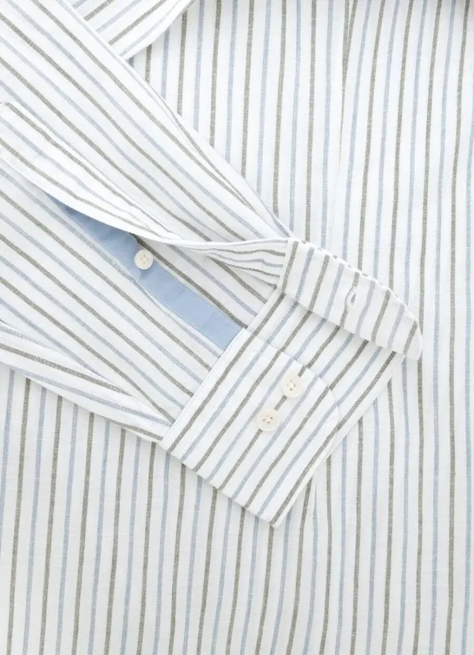 Men Shirts Hackett London Slim Fit Striped Shirt Bluegreen