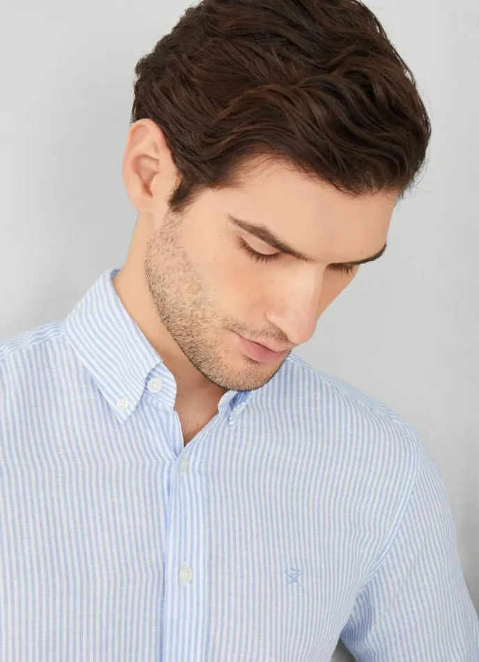 Men Shirts Hackett London Slim Fit Striped Shirt Chambray Blue