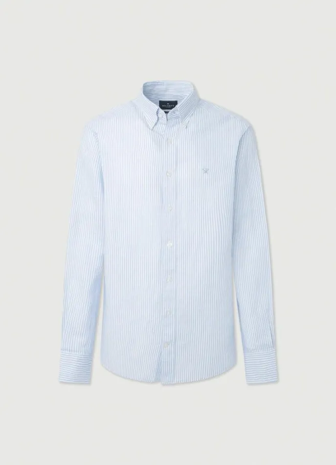 Men Shirts Hackett London Slim Fit Striped Shirt Chambray Blue