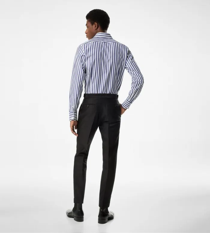 Men Shirts Tom Ford Grand Bangle Slim Fit Shirt White and Blue
