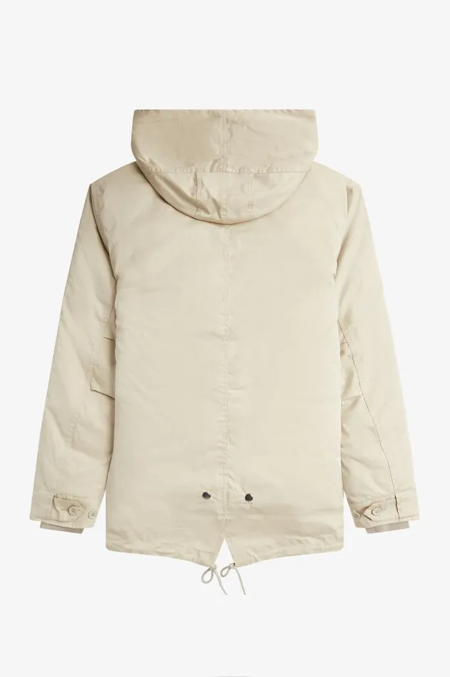 Men Short Padded Parka Light Oyster Fred Perry Coats and Jackets