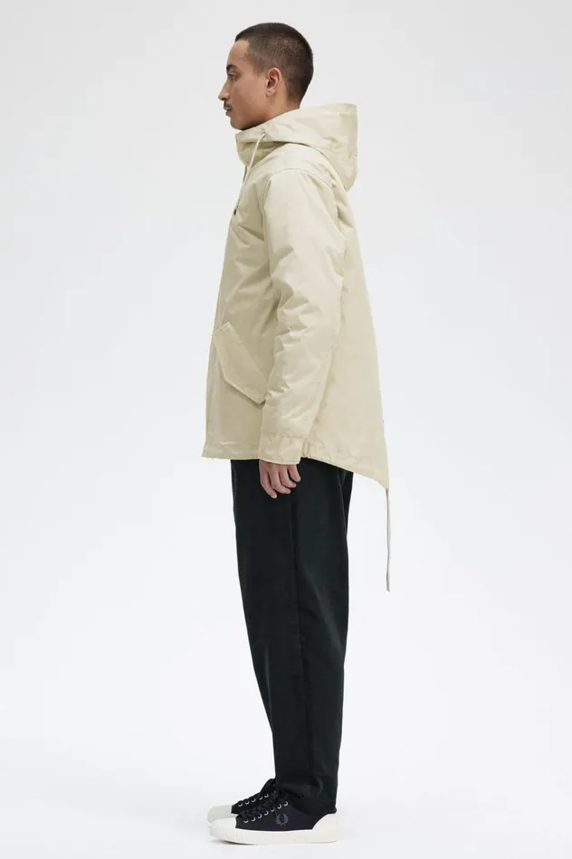 Men Short Padded Parka Light Oyster Fred Perry Coats and Jackets