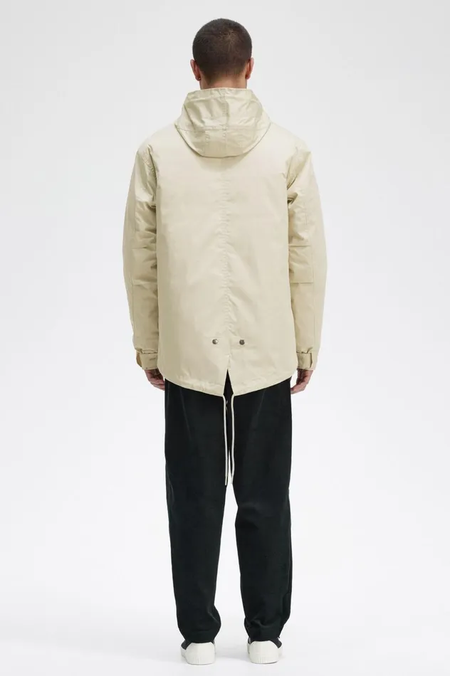 Men Short Padded Parka Light Oyster Fred Perry Coats and Jackets