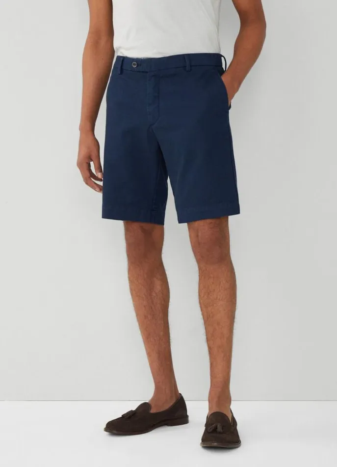 Men Shorts Hackett London Sanderson Piqu Cotton Bermuda Shorts Navy Blazer