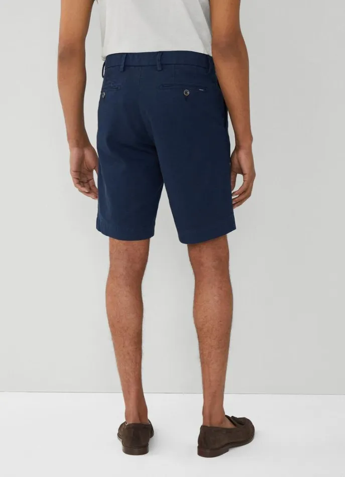 Men Shorts Hackett London Sanderson Piqu Cotton Bermuda Shorts Navy Blazer
