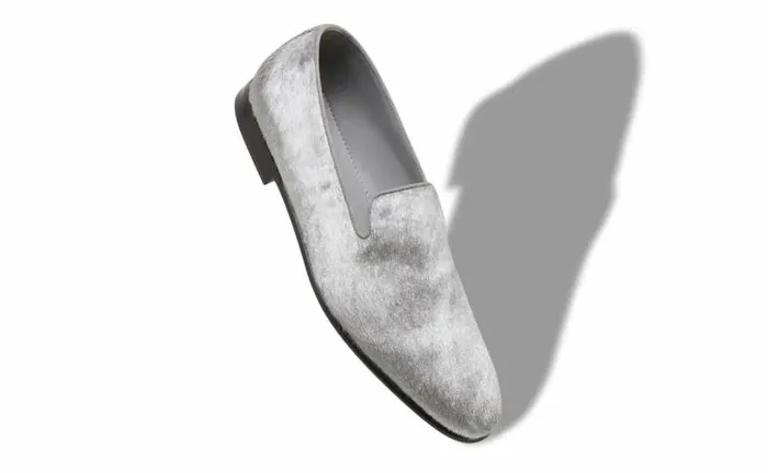 Men Silver Calf Hair Loafers Manolo Blahnik Loafers