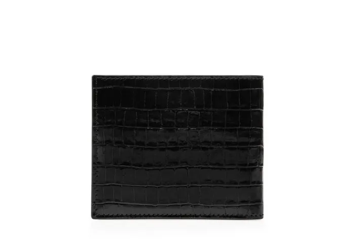 Men Small Leather Goods Tom Ford Glossy Printed Croc Classic Bifold Wallet Black Men Small Leather Goods Tom Ford Glossy Printed Croc Classic Bifold Wallet Black