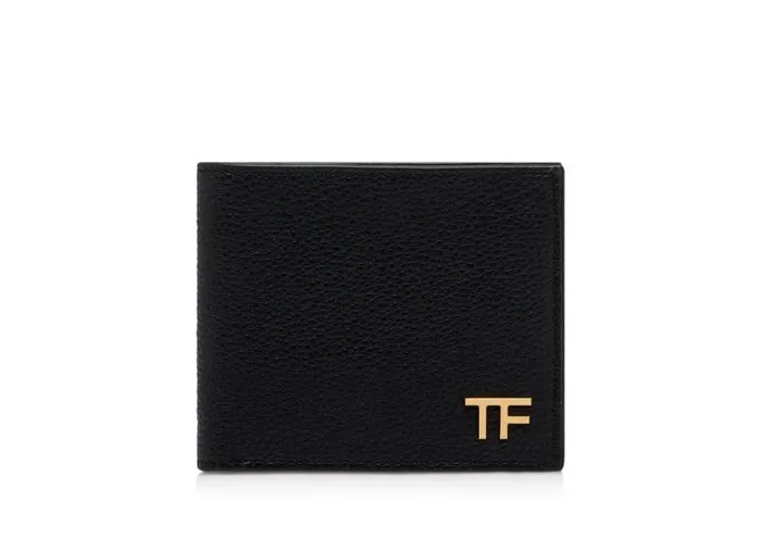 Men Small Leather Goods Tom Ford Grain Leather Bifold Wallet Black