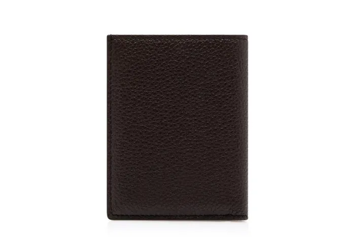 Men Small Leather Goods Tom Ford Grain Leather Folding Cardholder Chocolate Almond