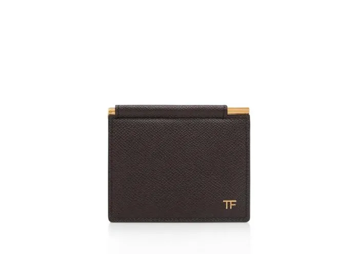 Men Small Leather Goods Tom Ford Small Grain Leather Folding Money Clip Cardholder Brown Men Small Leather Goods Tom Ford Small Grain Leather Folding Money Clip Cardholder Brown