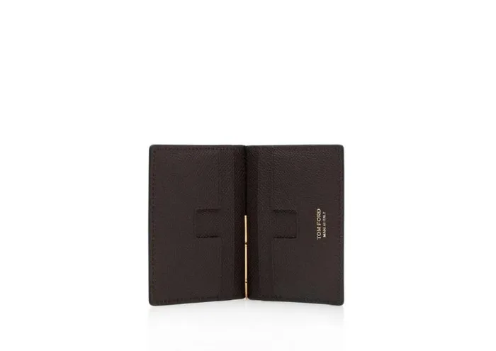 Men Small Leather Goods Tom Ford Small Grain Leather Folding Money Clip Cardholder Brown Men Small Leather Goods Tom Ford Small Grain Leather Folding Money Clip Cardholder Brown