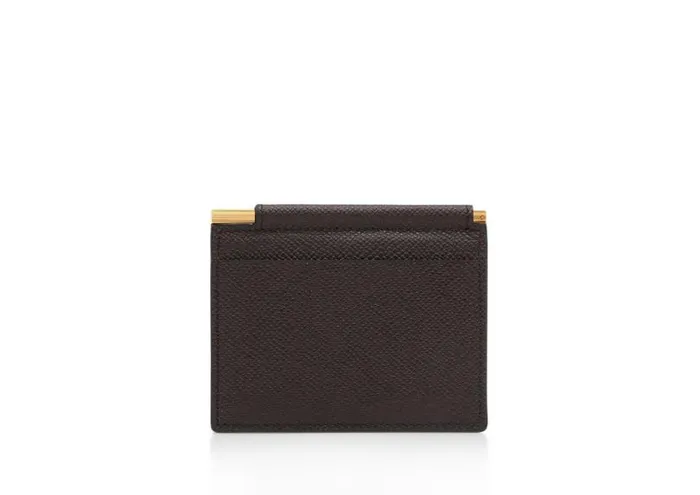 Men Small Leather Goods Tom Ford Small Grain Leather Folding Money Clip Cardholder Brown Men Small Leather Goods Tom Ford Small Grain Leather Folding Money Clip Cardholder Brown
