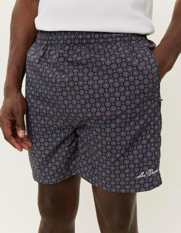 Men Smith Track Shorts 8211 Dark NavyMulticolor AOP Les Deux Shorts