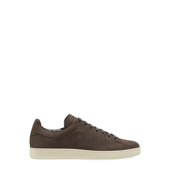 Men Sneakers Tom Ford Stamped Croc Nubuck Warwick Sneaker Fango Cream