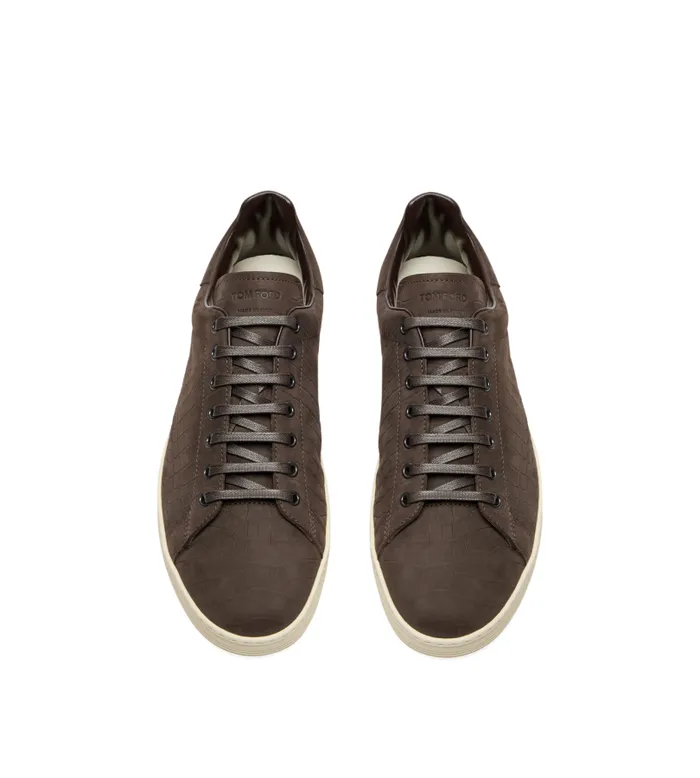 Men Sneakers Tom Ford Stamped Croc Nubuck Warwick Sneaker Fango Cream Men Sneakers Tom Ford Stamped Croc Nubuck Warwick Sneaker Fango Cream