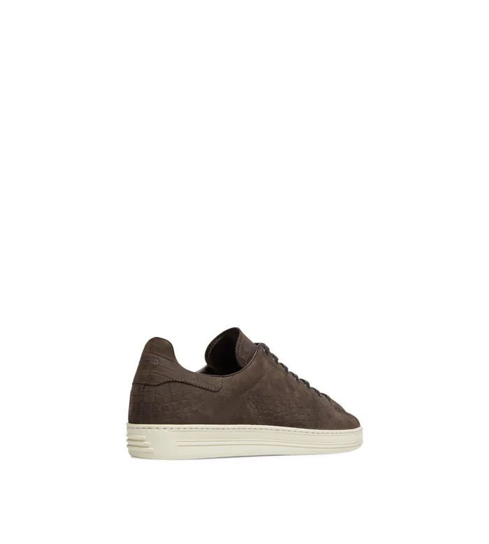 Men Sneakers Tom Ford Stamped Croc Nubuck Warwick Sneaker Fango Cream Men Sneakers Tom Ford Stamped Croc Nubuck Warwick Sneaker Fango Cream