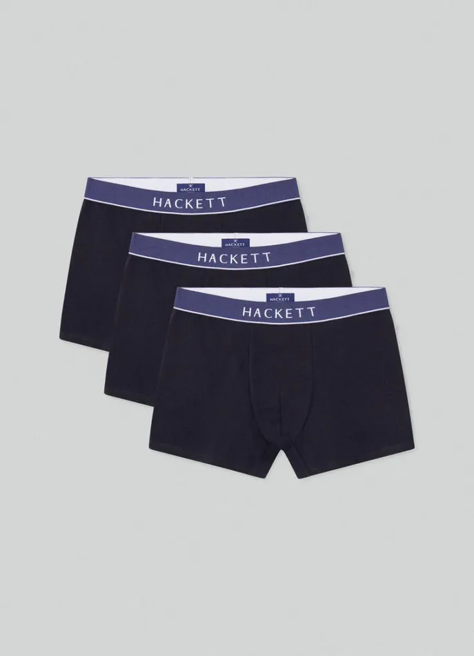Men Socks and Underwear Hackett London 3Pack Trunk Boxers Black